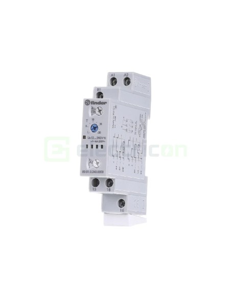 Releu de timp - temporizare - multifuncțional 12-240VAC/DC 6 funcții 1ND 16A - Finder - 80.01.0.240.0000