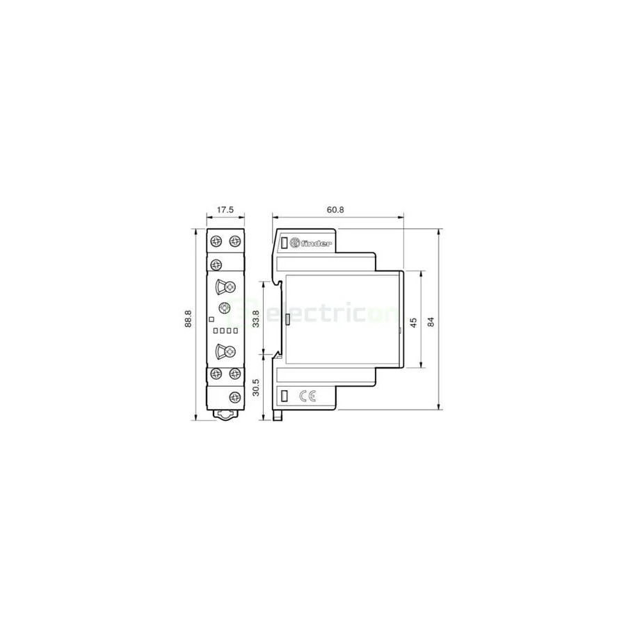 Releu de timp - temporizare - multifuncțional 12-240VAC/DC 6 funcții 1ND 16A - Finder - 80.01.0.240.0000