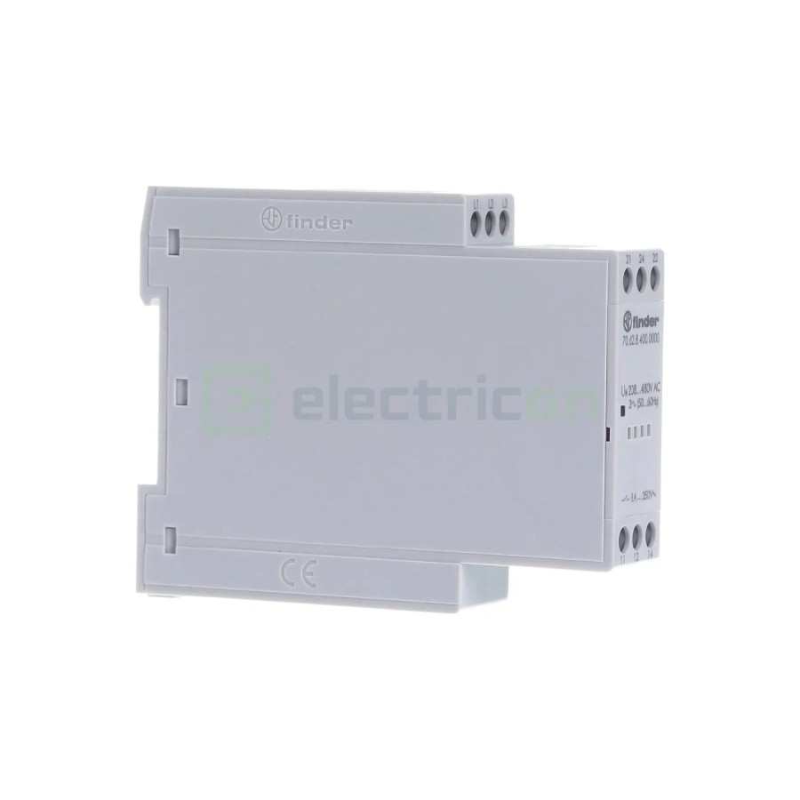 Releu control și monitorizare tensiune trifazat - reglabil 208-480VAC - 1ND 6A 1.5kVA - Finder 70.61.8.400.0000