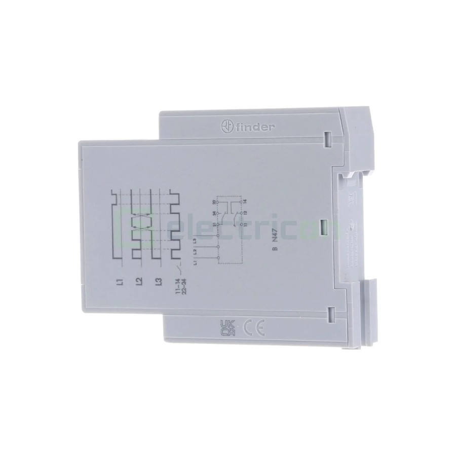 Releu control și monitorizare tensiune trifazat - reglabil 208-480VAC - 1ND 6A 1.5kVA - Finder 70.61.8.400.0000