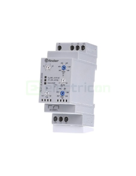 Releu control tensiune - trifazat - reglabil 300-480VAC 1ND 6A 1.5kVA - Finder 70.41.8.400.2030