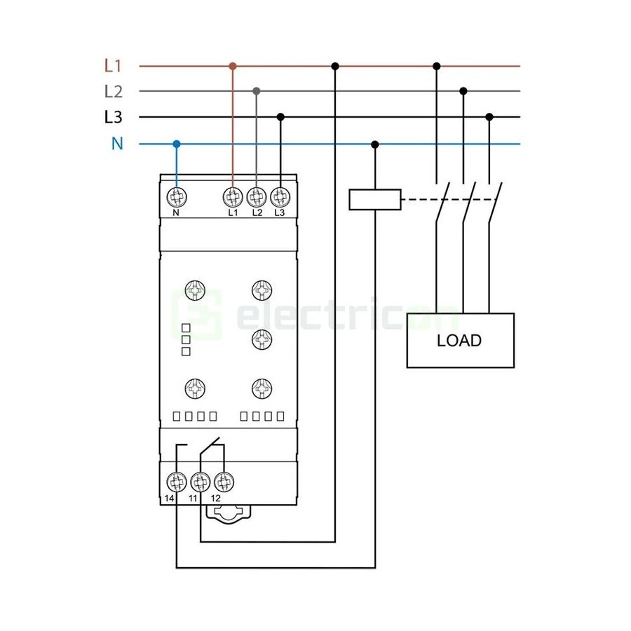 Releu control tensiune - trifazat - reglabil 300-480VAC 1ND 6A 1.5kVA - Finder 70.41.8.400.2030