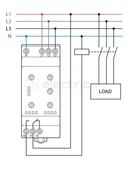 Releu control tensiune - trifazat - reglabil 300-480VAC 1ND 6A 1.5kVA - Finder 70.41.8.400.2030