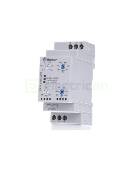 Releu control tensiune - trifazat - reglabil 300-480VAC 1ND 6A 1.5kVA - Finder 70.31.8.400.2022