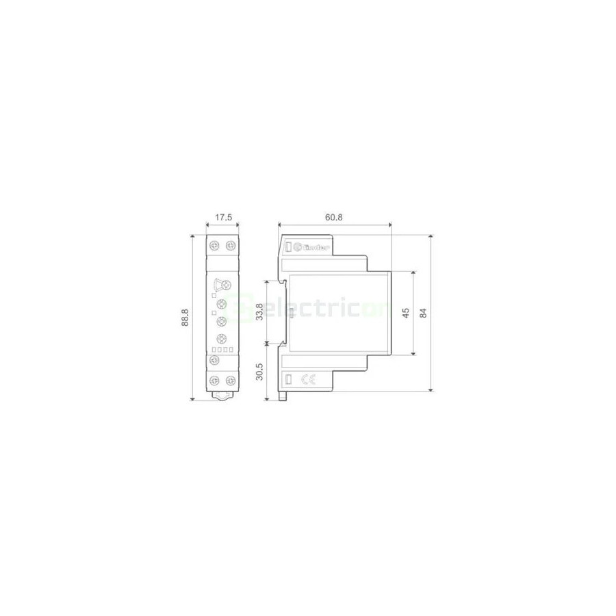 Releu control tensiune - monofazat reglabil 170-270VAC 1ND 10A 2.5kVA - Finder 70.11.8.230.2022