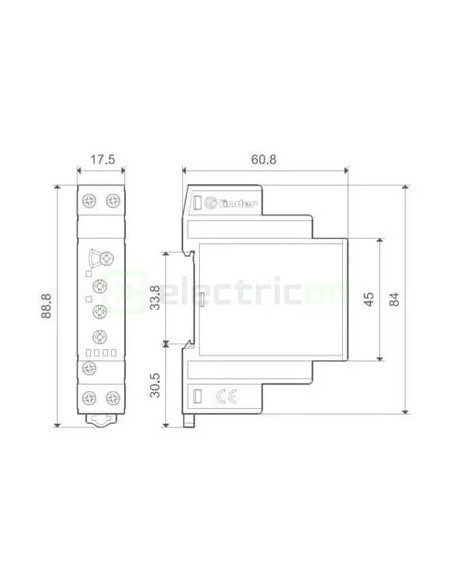 Releu control tensiune - monofazat reglabil 170-270VAC 1ND 10A 2.5kVA - Finder 70.11.8.230.2022