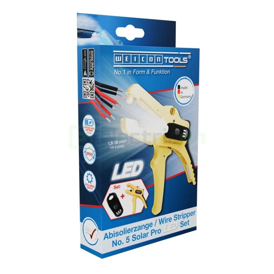 Clește dezizolator -  No. 5 Solar Pro cu led (1.5-10 mm²) - Weicon 10101938