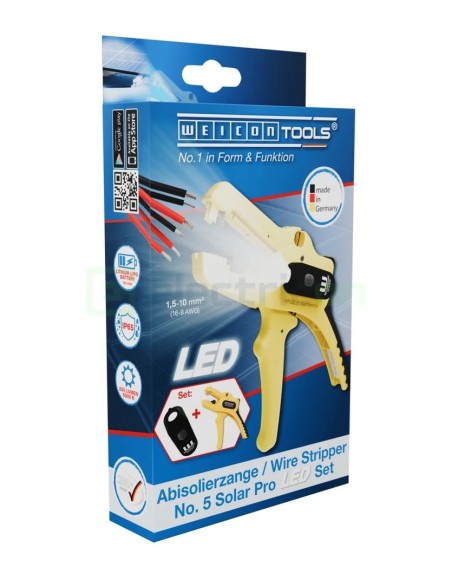 Clește dezizolator -  No. 5 Solar Pro cu led (1.5-10 mm²) - Weicon 10101938