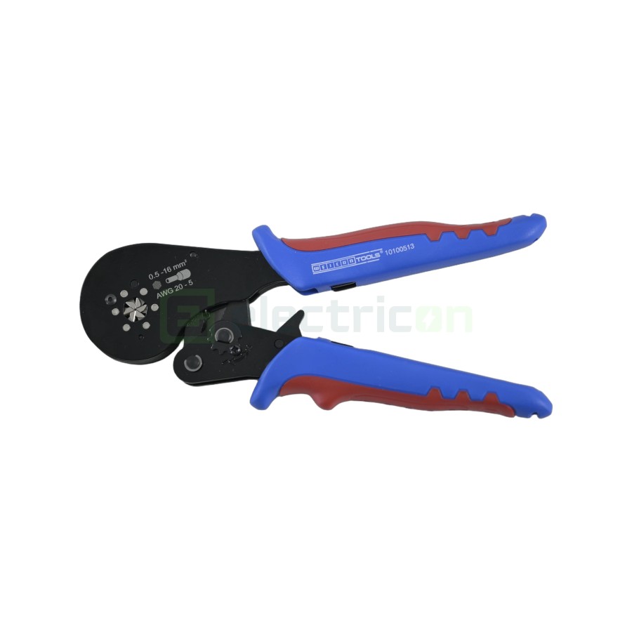 Clește de sertizare pentru pini terminali max 16 mm² - sertizare HEX (hexagonală), albastru - Weicon 51100013 (10100513)
