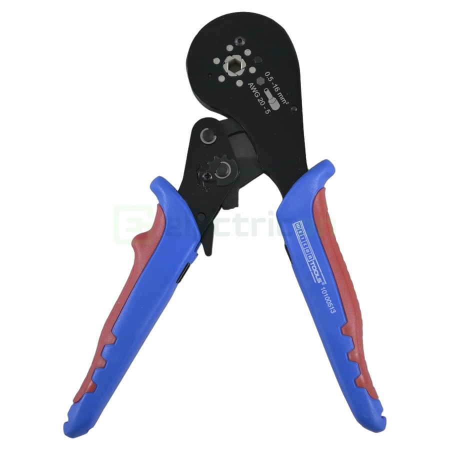 Clește de sertizare pentru pini terminali max 16 mm² - sertizare HEX (hexagonală), albastru - Weicon 51100013 (10100513)