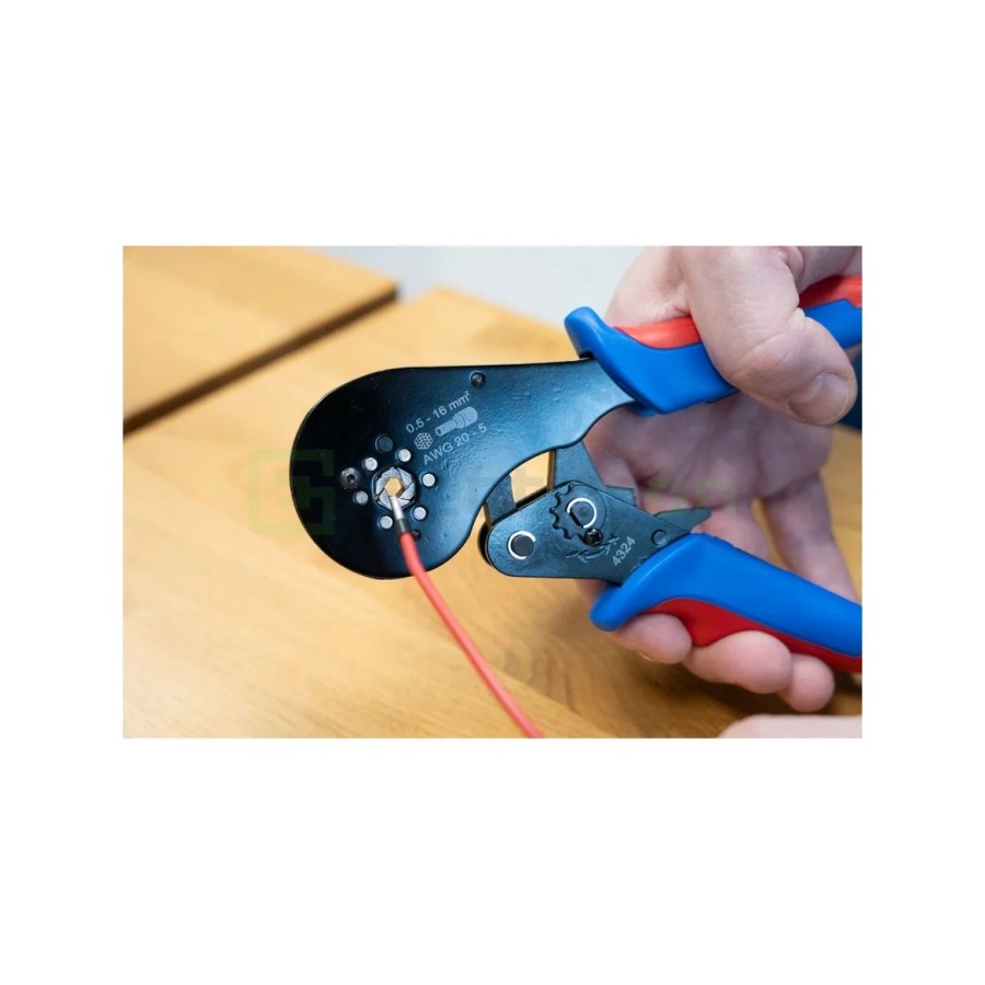 Clește de sertizare pentru pini terminali max 16 mm² - sertizare HEX (hexagonală), albastru - Weicon 51100013 (10100513)