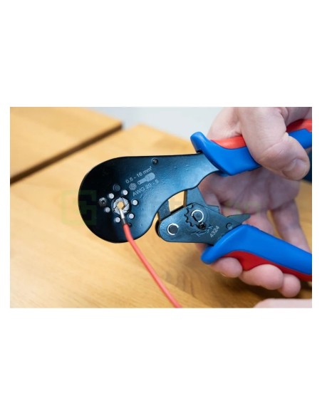 Clește de sertizare pentru pini terminali max 16 mm² - sertizare HEX (hexagonală), albastru - Weicon 51100013 (10100513)