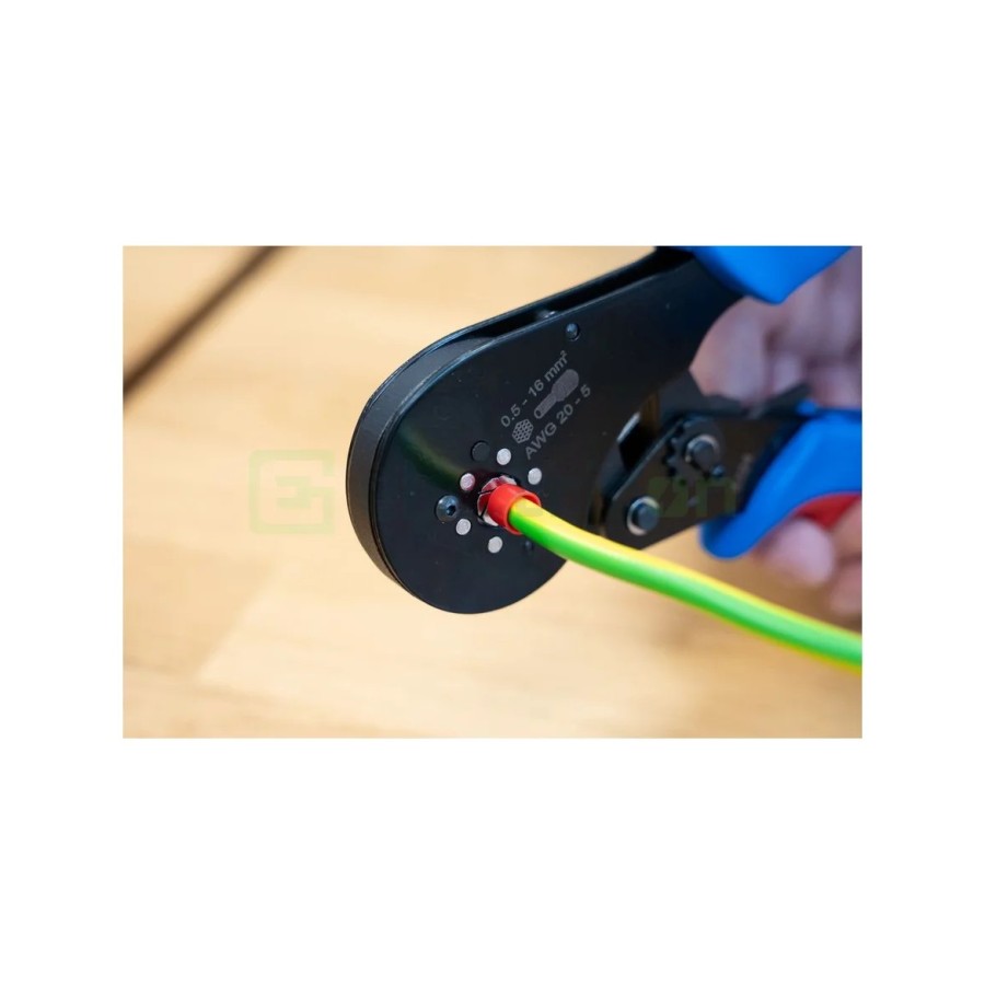 Clește de sertizare pentru pini terminali max 16 mm² - sertizare HEX (hexagonală), albastru - Weicon 51100013 (10100513)