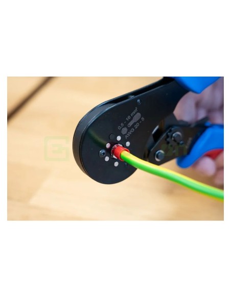 Clește de sertizare pentru pini terminali max 16 mm² - sertizare HEX (hexagonală), albastru - Weicon 51100013 (10100513)