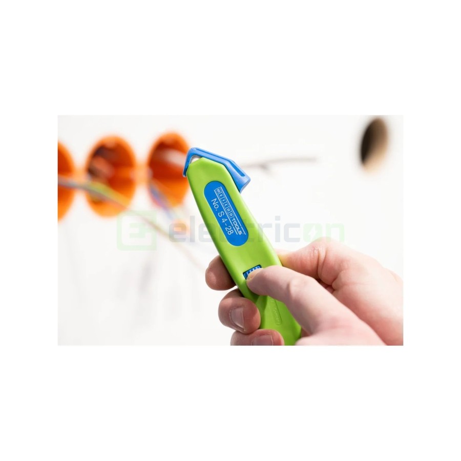 Cuțit dezizolat cablu - S 4 - 28 - Ø 4 - 28 mm, lamă cârlig retractabilă, verde - Weicon 50054328 (10061987)