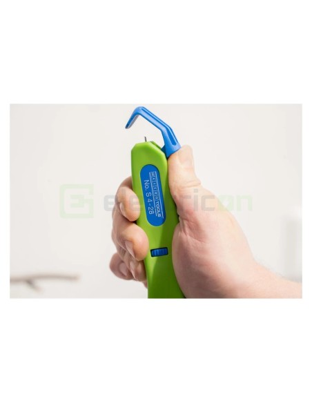 Cuțit dezizolat cablu - S 4 - 28 - Ø 4 - 28 mm, lamă cârlig retractabilă, verde - Weicon 50054328 (10061987)