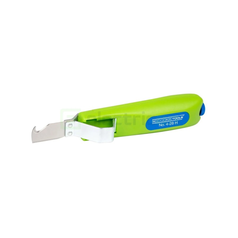 Cuțit dezizolat cablu - 4 - 28 H - Ø 4 - 28 mm, lamă cârlig și capac, verde - Weicon 50053328 (10061991)