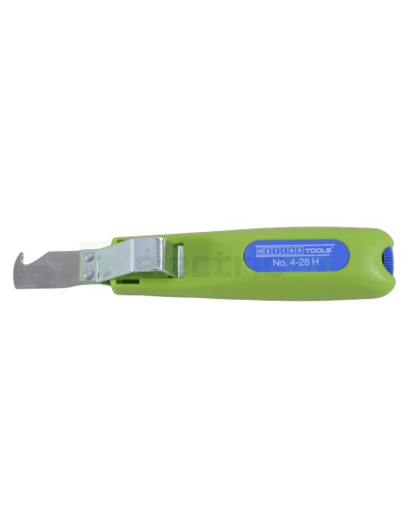 Cuțit dezizolat cablu - 4 - 28 H - Ø 4 - 28 mm, lamă cârlig și capac, verde - Weicon 50053328 (10061991)