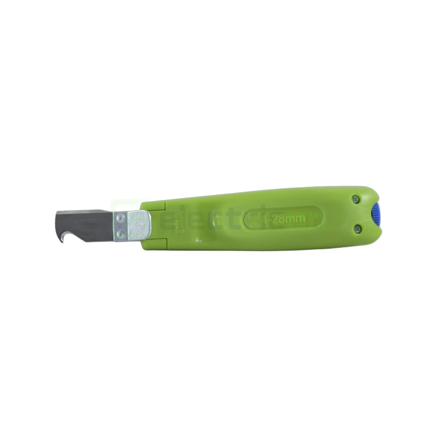 Cuțit dezizolat cablu - 4 - 28 H - Ø 4 - 28 mm, lamă cârlig și capac, verde - Weicon 50053328 (10061991)