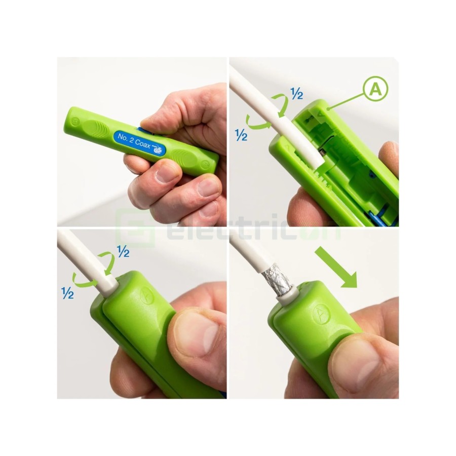 Dezizolator coaxial – Coax Stripper No. 2 – Ø 4,8-7,5 mm – verde – Weicon – 10062004