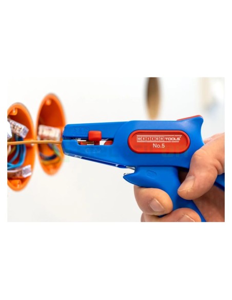 Clește dezizolator - Nr. 5 - conductori lițați și solizi - 0,2-6 mm² - albastru Weicon 10006786