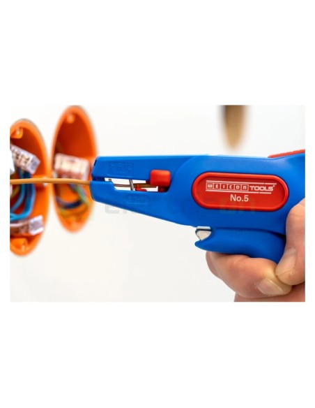 Clește dezizolator - Nr. 5 - conductori lițați și solizi - 0,2-6 mm² - albastru Weicon 10006786