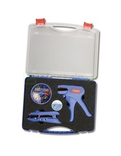 Geantă scule echipată - set Crimp-Set - include foarfecă, dezizolator și 400 ferule - Weicon 10039670