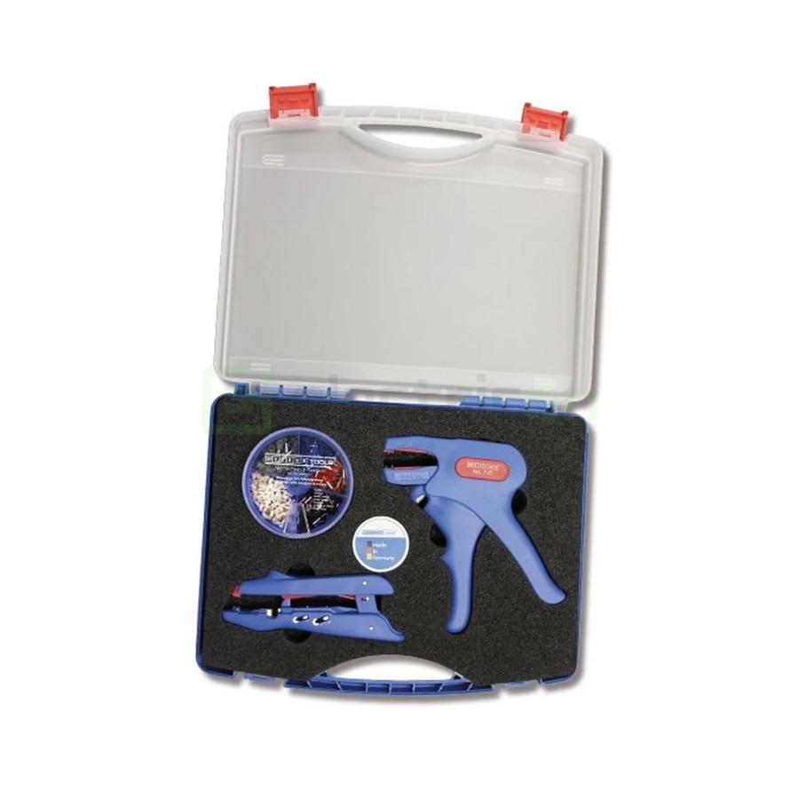 Geantă scule echipată - set Crimp-Set - include foarfecă, dezizolator și 400 ferule - Weicon 10039670
