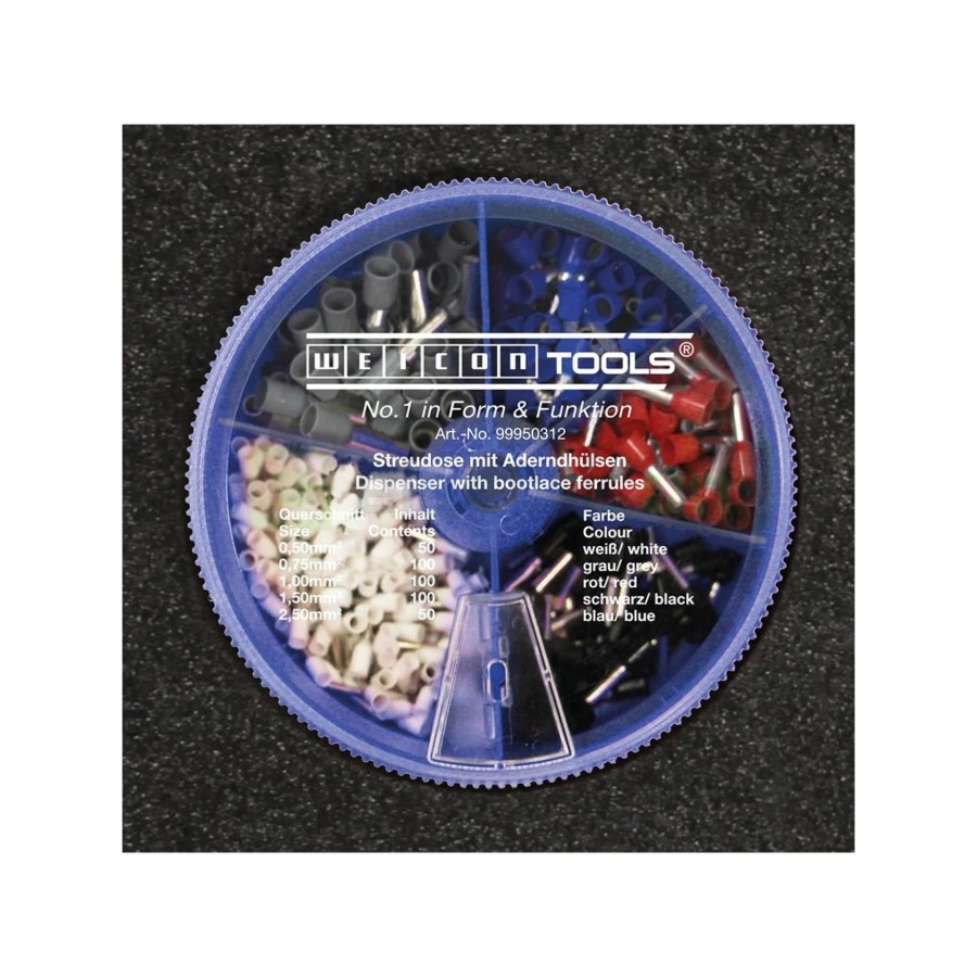 Geantă scule echipată - set Crimp-Set - include foarfecă, dezizolator și 400 ferule - Weicon 10039670