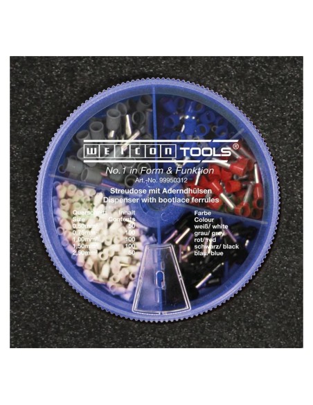 Geantă scule echipată - set Crimp-Set - include foarfecă, dezizolator și 400 ferule - Weicon 10039670