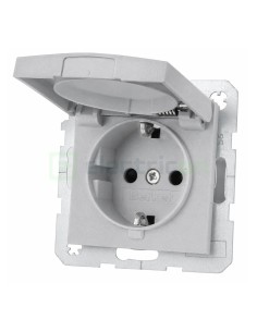 Priză - Schuko - capac - încastrat - aluminiu mat - IP44 - Berker S.1/R.x - 47231404