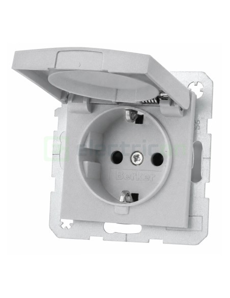 Priză - Schuko - capac - încastrat - aluminiu mat - IP44 - Berker S.1/R.x - 47231404