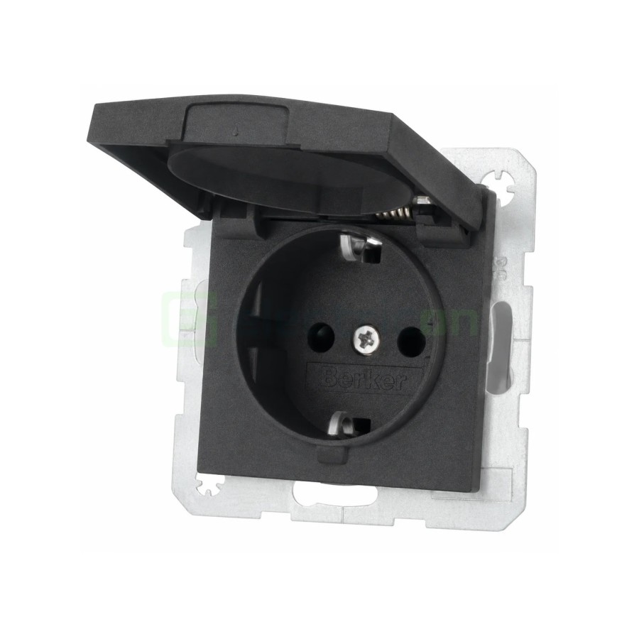 Priză - Schuko - capac - încastrat - antracit mat - IP44 - Berker S.1 - 47241606