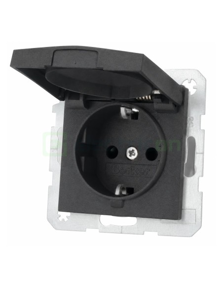 Priză - Schuko - capac - încastrat - antracit mat - IP44 - Berker S.1 - 47241606
