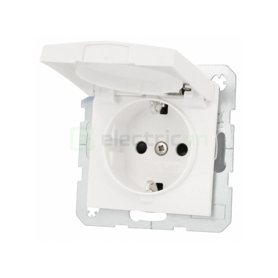 Priză - Schuko - capac protecție copii - Berker S.1 - alb - IP44 - 47241909