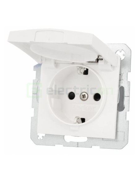 Priză - Schuko - capac protecție copii - Berker S.1 - alb - IP44 - 47241909