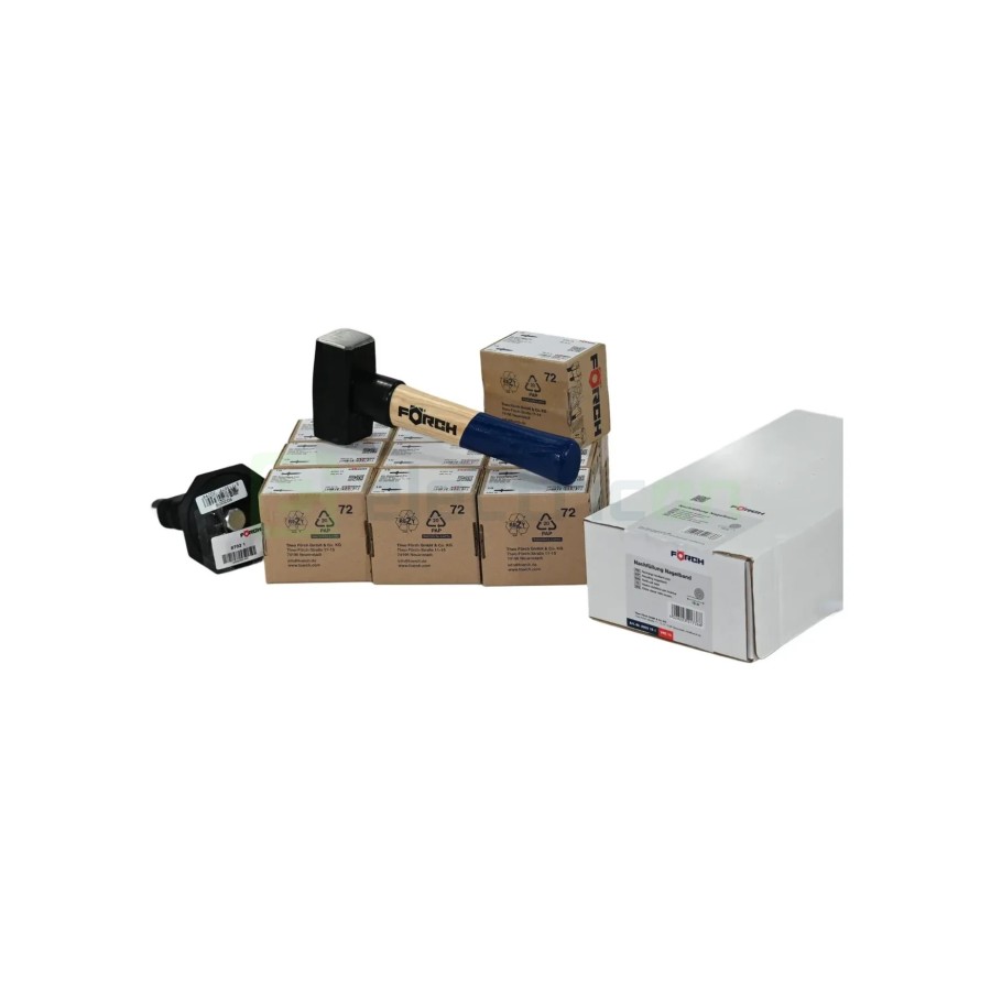 Pachet Ciocan + Dorn + 2000 cuie cu striații de 18mm + 10 role textile pentru pozat instalații electrice Forch 8703102