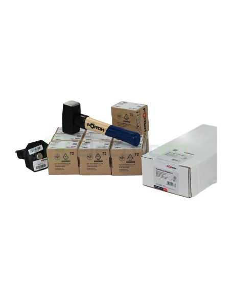 Pachet Ciocan + Dorn + 2000 cuie cu striații de 18mm + 10 role textile pentru pozat instalații electrice Forch 8703102