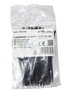 Fașete - coliere plastic - 98x2.5 mm - pachet 100 buc - negru exterior - Forch 3750 25 102