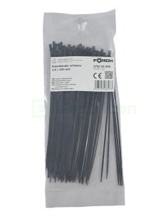 Fașete - coliere plastic - 200x2.5 mm - pachet 100 buc - negru exterior - Forch 3750 25 200