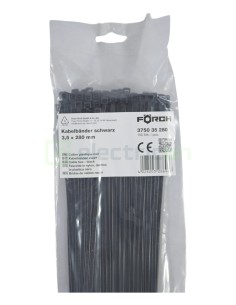 Fașete - coliere plastic - 280x3.5 mm - pachet 100 buc - negru exterior - Forch 3750 35 280