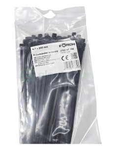 Fașete - coliere plastic - 200x4.7 mm - pachet 100 buc - negru exterior - Forch 3750 47 195
