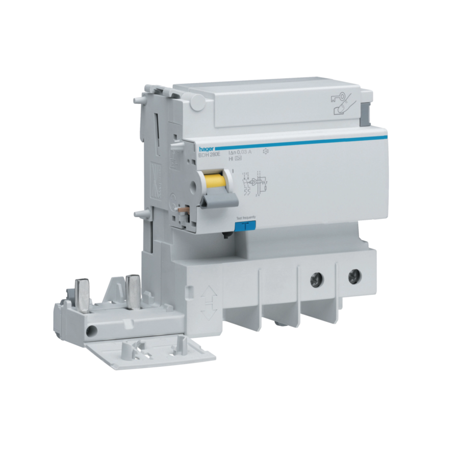Bloc diferențial pentru disjunctor MCB - 2P, 125 A, 30 mA, Tip A HI - Hager BDH280E