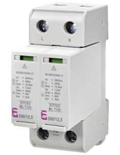 Descarcător supratensiune - SPD - Tip 1+2+3 1P+N TT/TNS 12.5kA/40kA 300VAC 2M - ETI 002440669