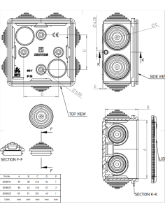 Doză ramificație Kouvidis 3036020 - IP55 Ø20/16mm 2