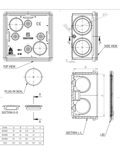 Doză ramificație aparentă IP55 - cu capace de etanșare - Ø20/16 mm - 82x82x43 mm - Cutie conexiuni Kouvidis 3013020 2