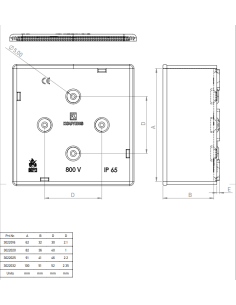Doză ramificație aparentă IP65 - fără garnituri de etanșare - Ø20 mm - 82x82x43 mm - Cutie conexiuni - Kouvidis 3022020 2