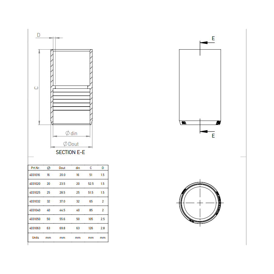 Conector tuburi - mufă îmbinare Ø20 mm - gama CONDUR ISR, gri, rezistență la foc - Kouvidis 4031020