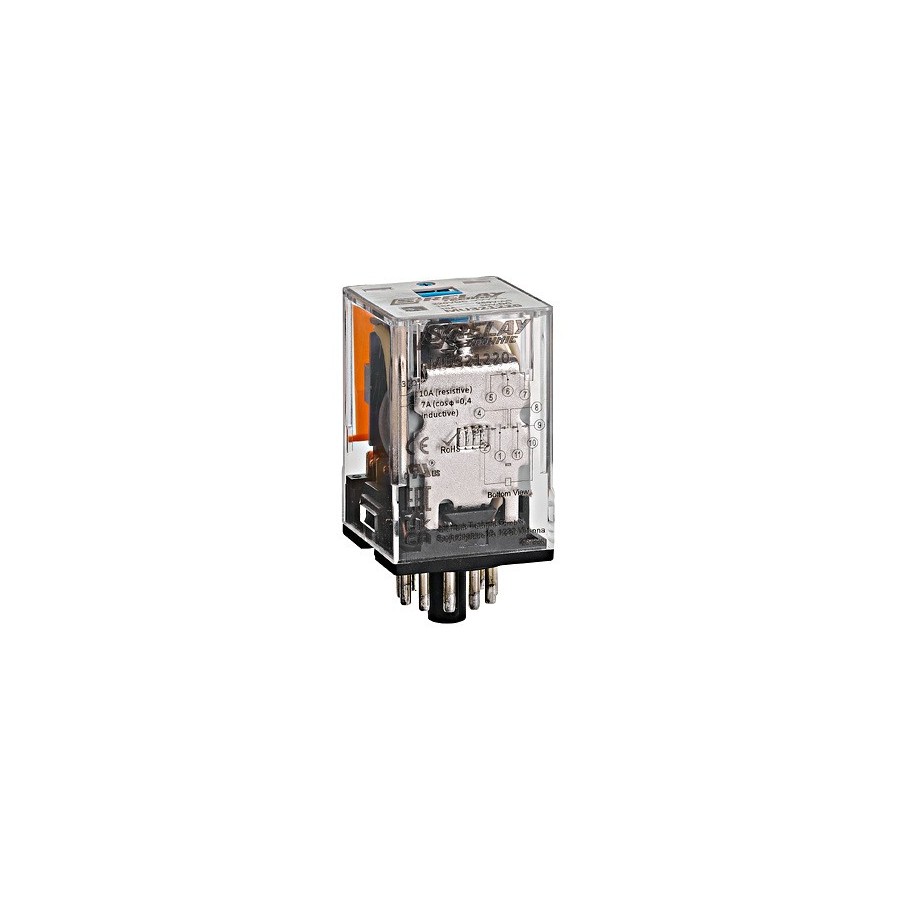 Releu intermediar - MT - bobină 220V DC, 3 contacte NC 10A, 11 pini - Schrack MU321220