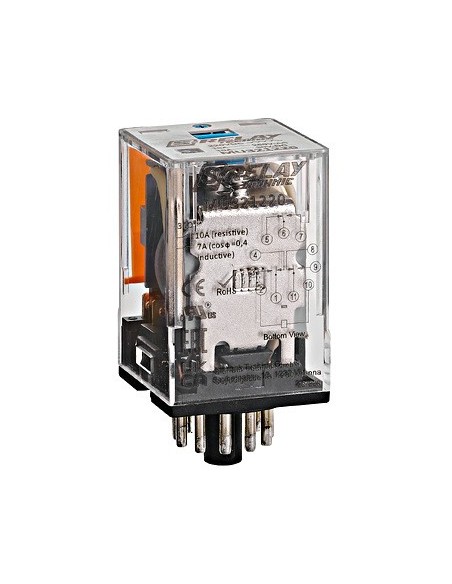 Releu intermediar - MT - bobină 220V DC, 3 contacte NC 10A, 11 pini - Schrack MU321220
